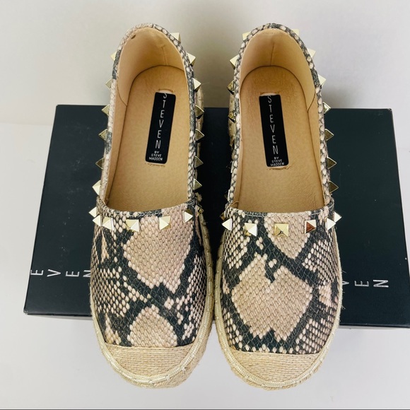 Steven by Steve Madden Billie Studded Espadrille Python Shoes Women’s Size 6 - Picture 6 of 10